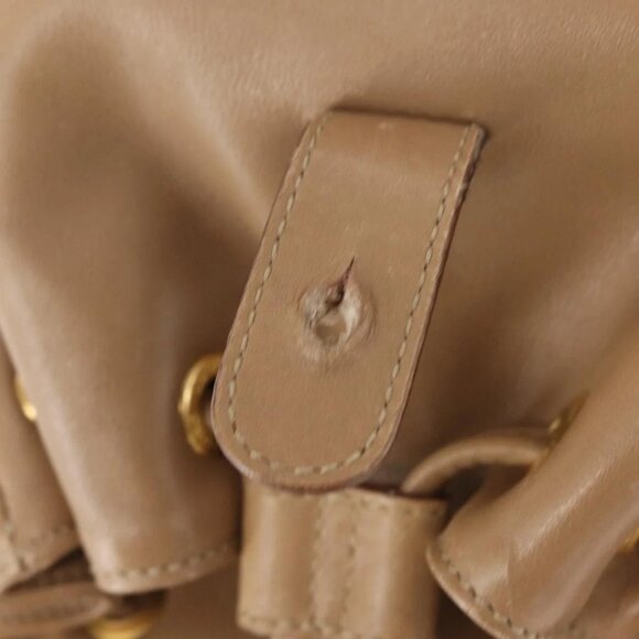 GUCCI Bamboo Backpack Leather Beige Gold 003